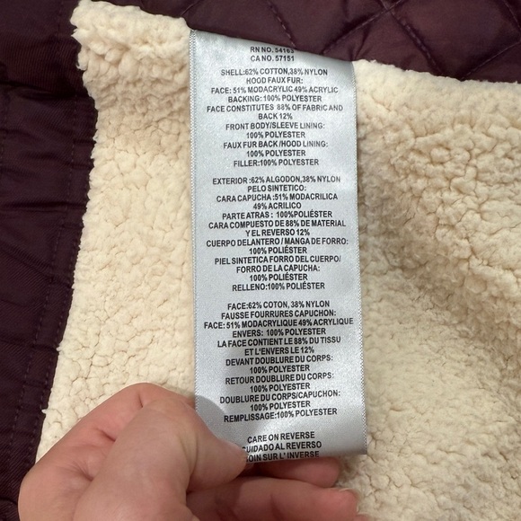 Levi Strauss Sherpa Faux Fur Trim Parka Coat Jacket Medium M Burgundy Cold Weath - Picture 3 of 16